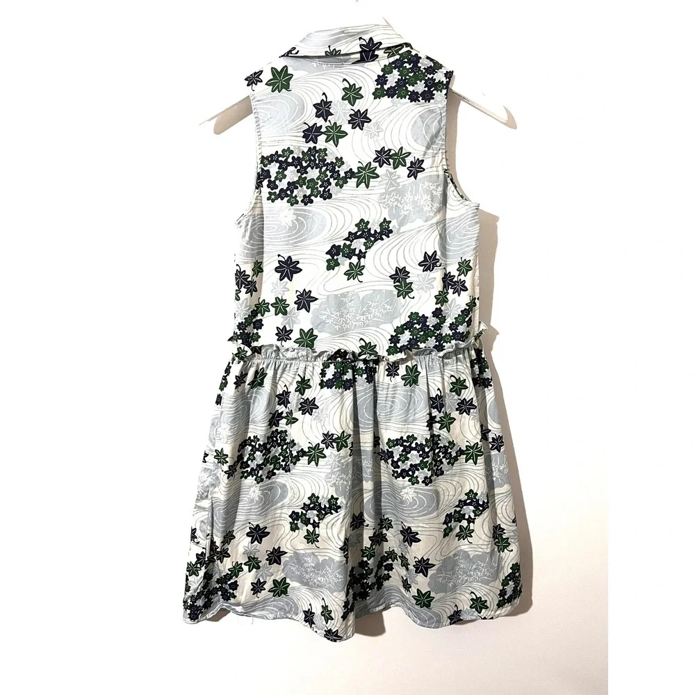 TUCKERNUCK Provence Breeze Sleeveless Royal  Floral Leaf Button Shirt Dress XS - Picture 6 of 9